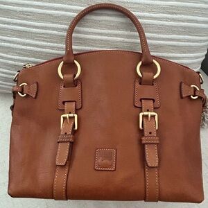 Dooney & Bourke natural leather satchel with crossbody strap